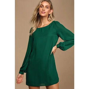 Lulus Status Update Forest Green Shift Dress  Size S